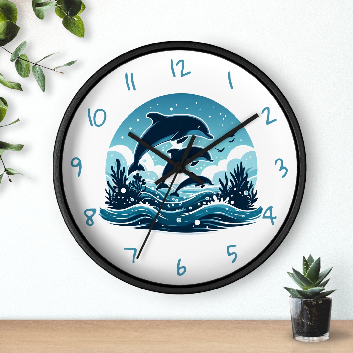 Dolphin Ocean Wall Clock | Coastal Marine Life Décor | 10-Inch Clock Home Decor Everythings Beachy