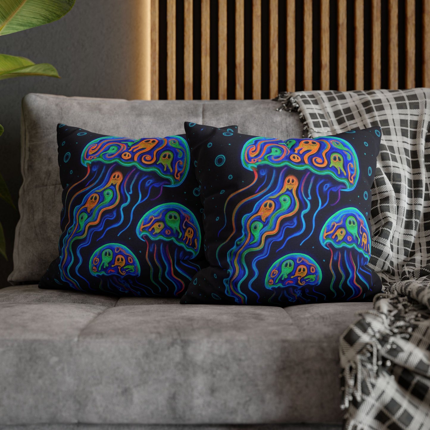 Colorful jellyfish double-sided patterned Halloween pillows.