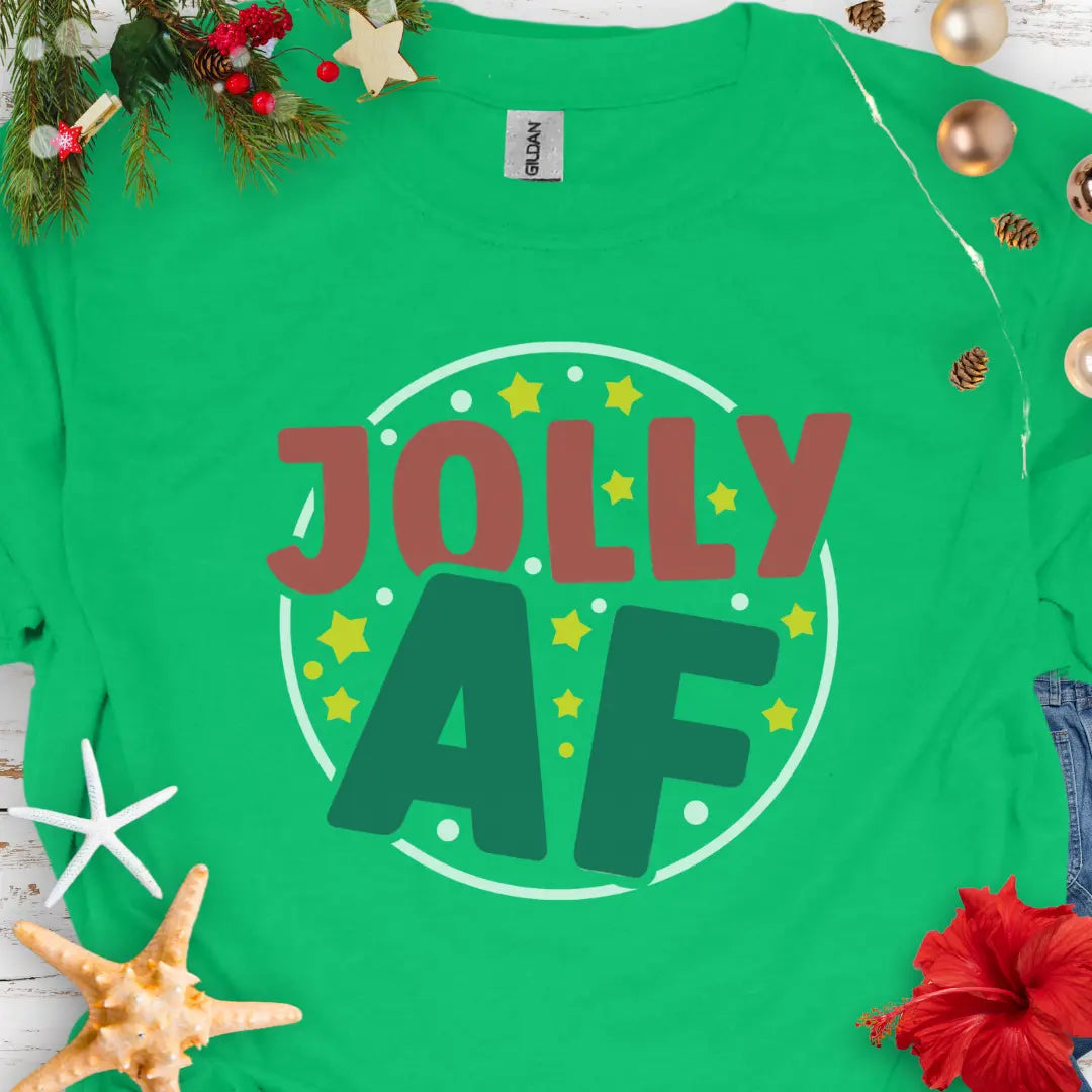 Jolly AF Christmas T-Shirt T-Shirt Kelly-Green-3XL Everythings Beachy