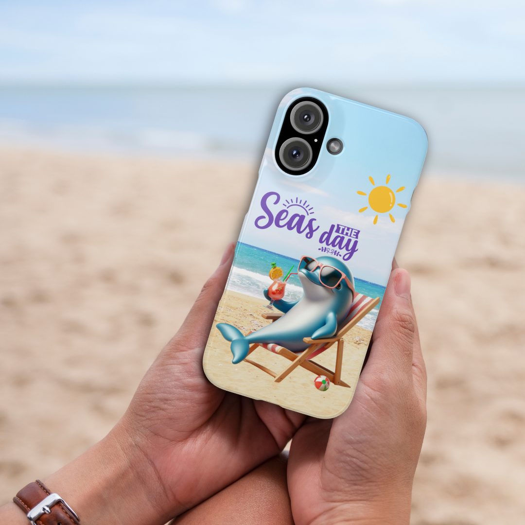 Seas the Day Dolphin Phone Case Phone Case Everythings Beachy