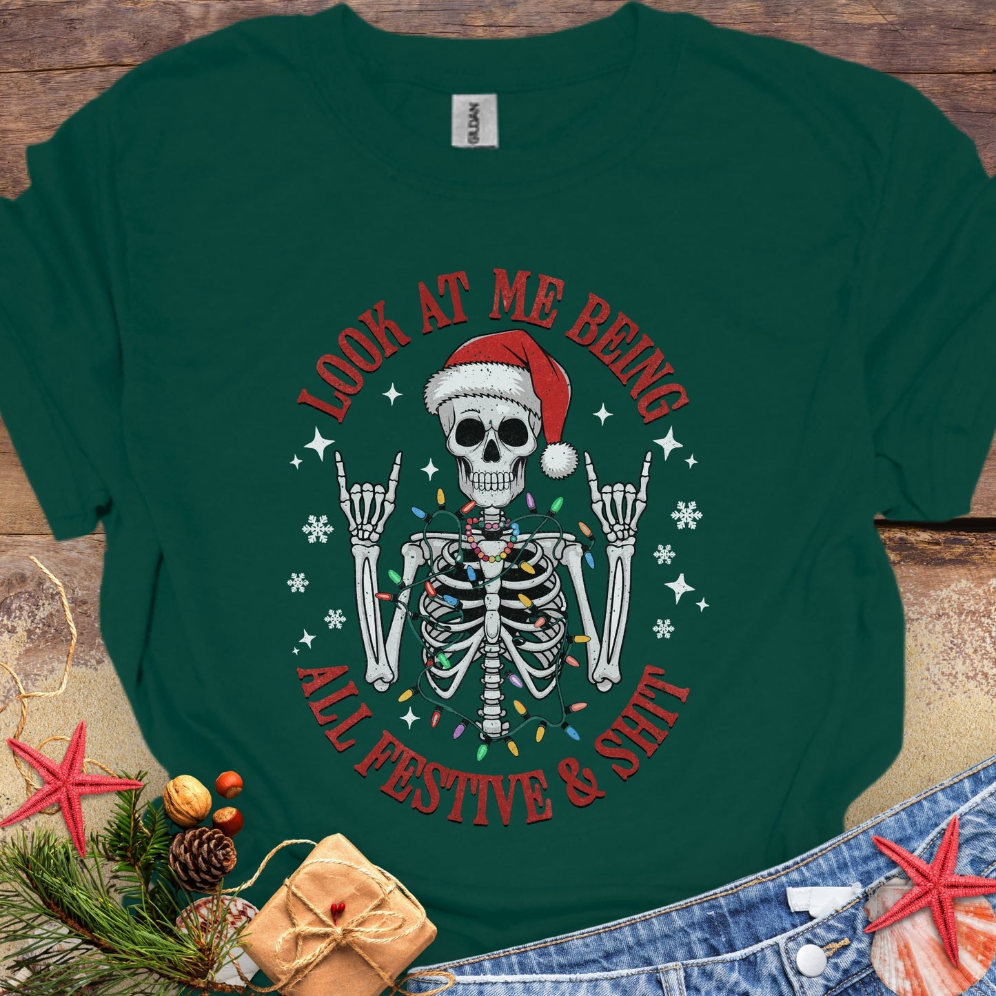 Festive Skeleton Christmas T-Shirt