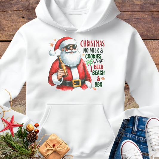 Santa Beer, Beach & BBQ Hoodie