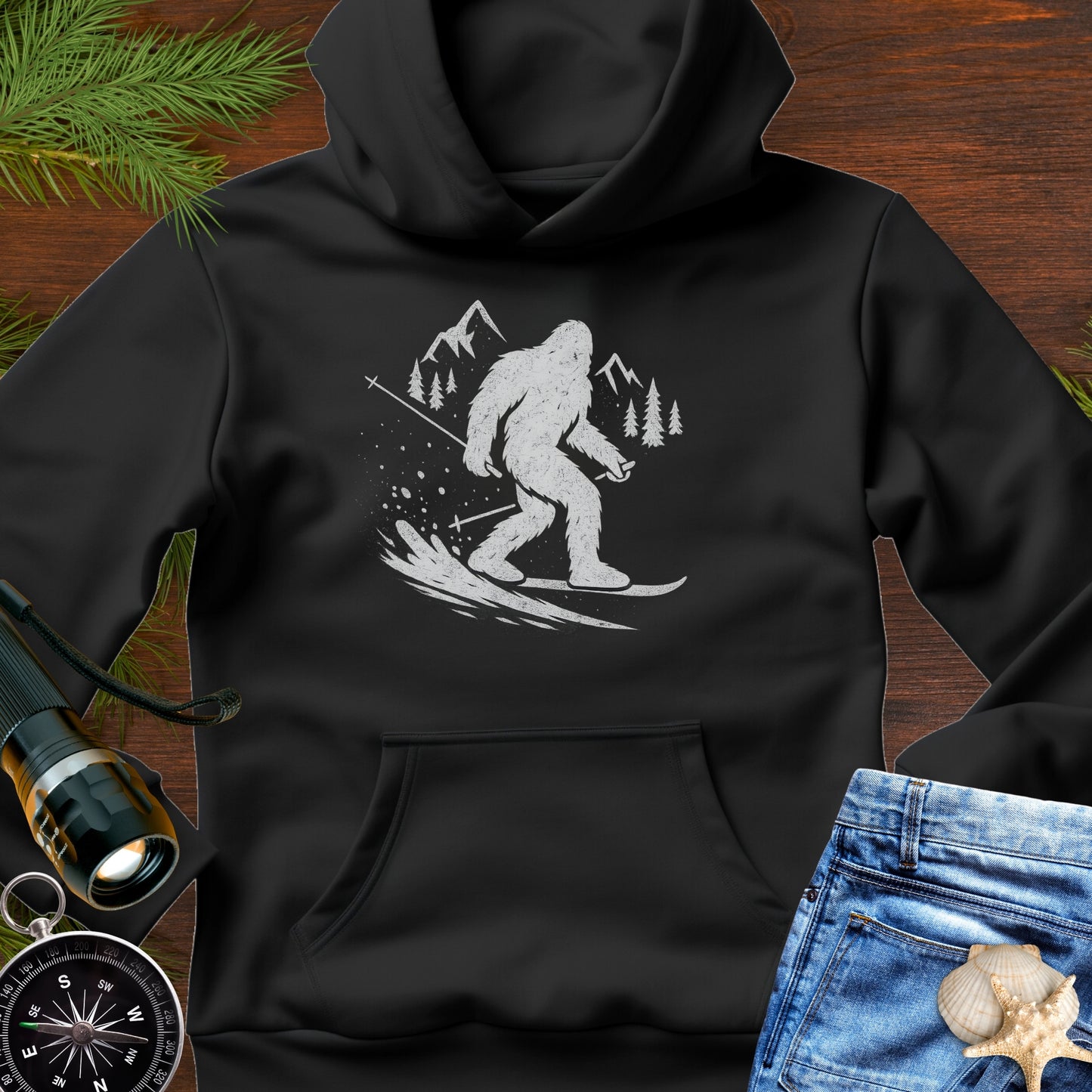 Skiing Bigfoot Hoodie