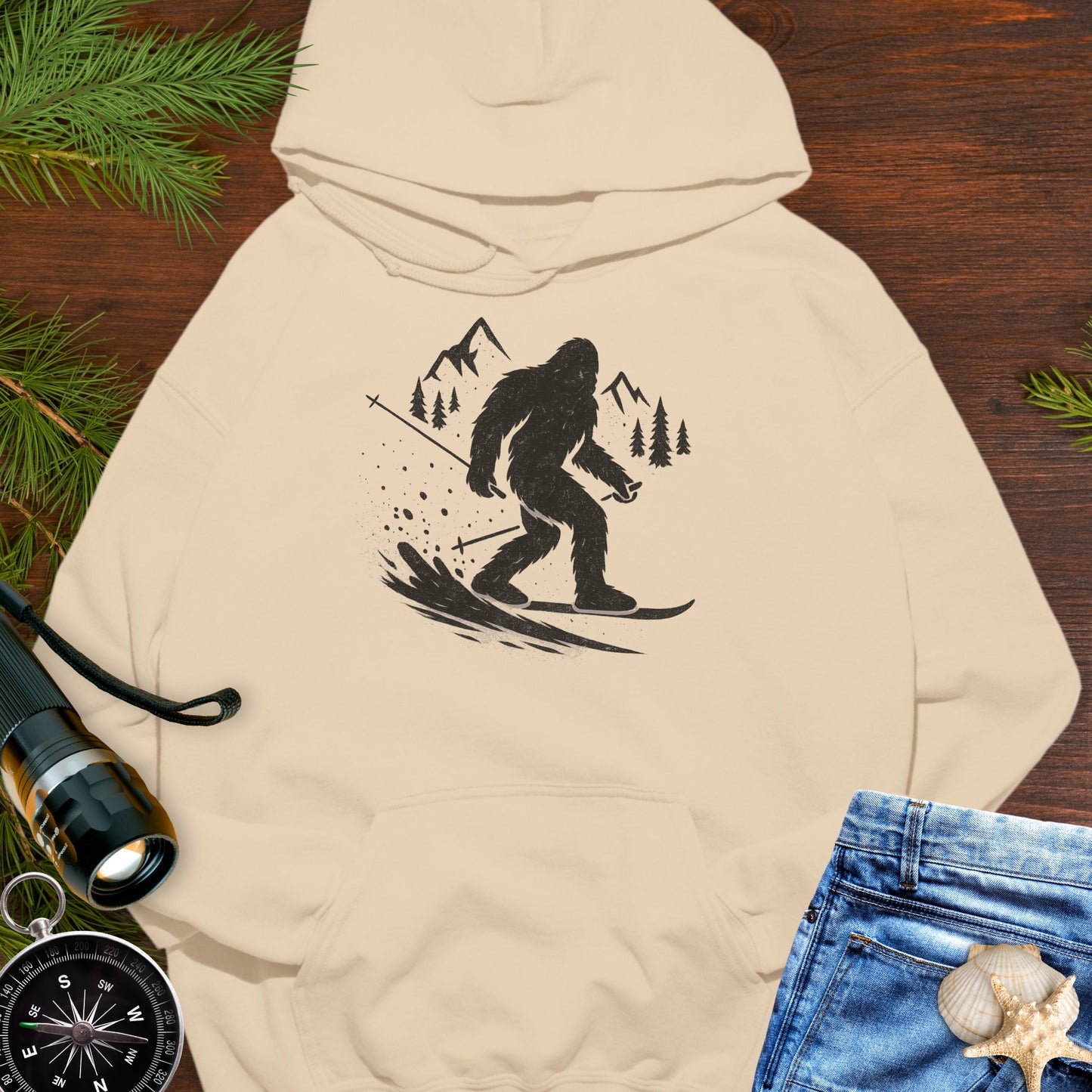 Skiing Bigfoot Hoodie