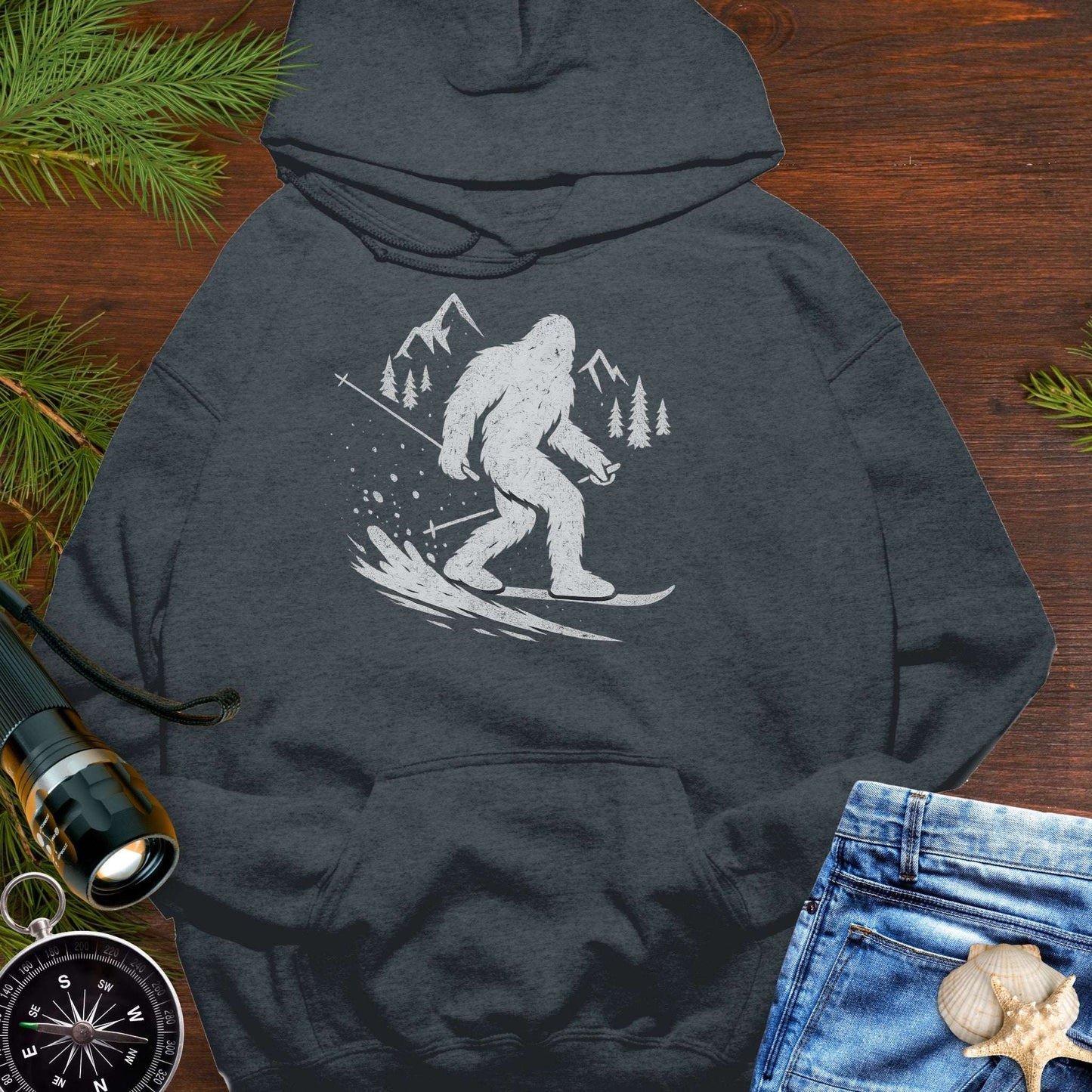 Skiing Bigfoot Hoodie