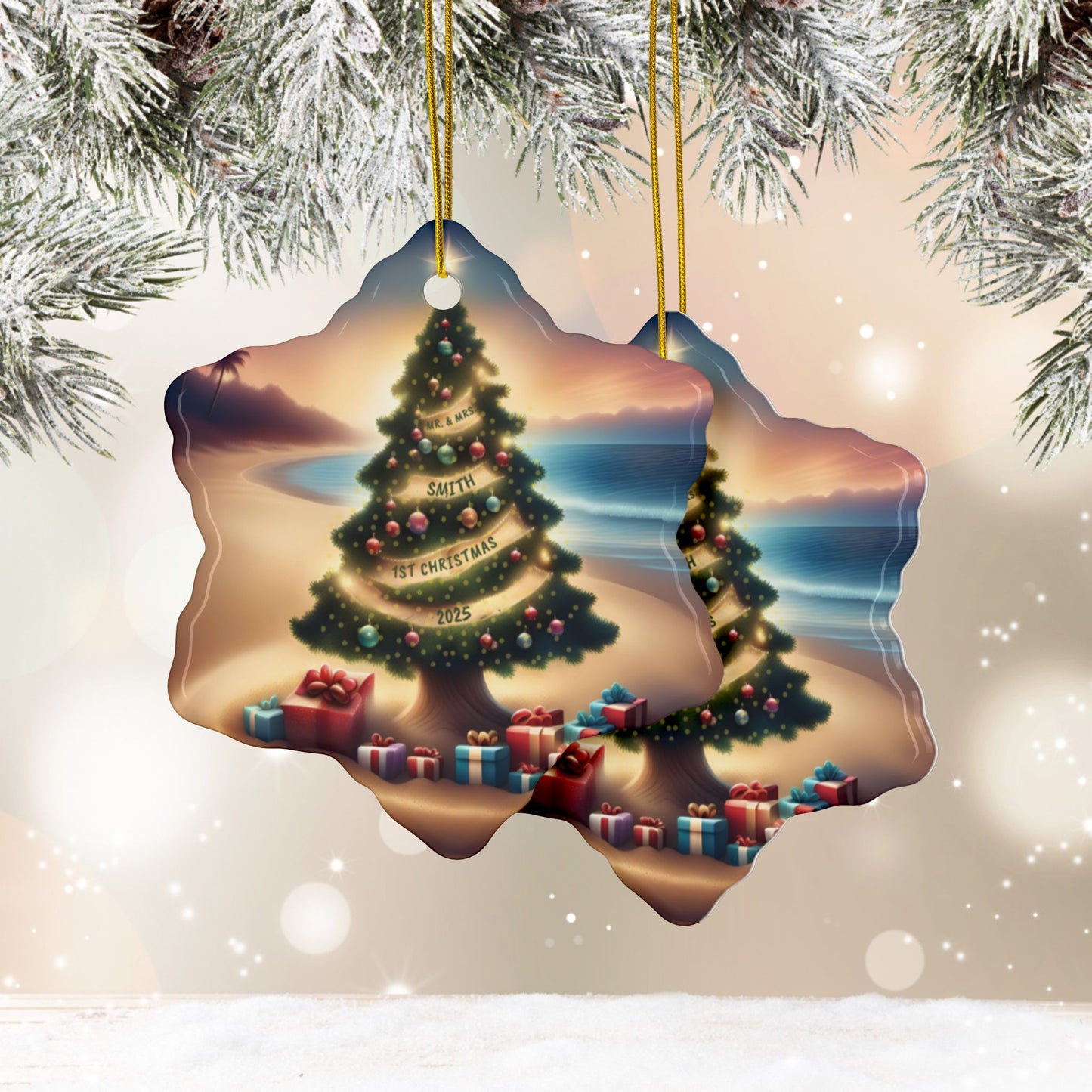 Mr & Mrs First Christmas Ceramic Ornament- Personalized
