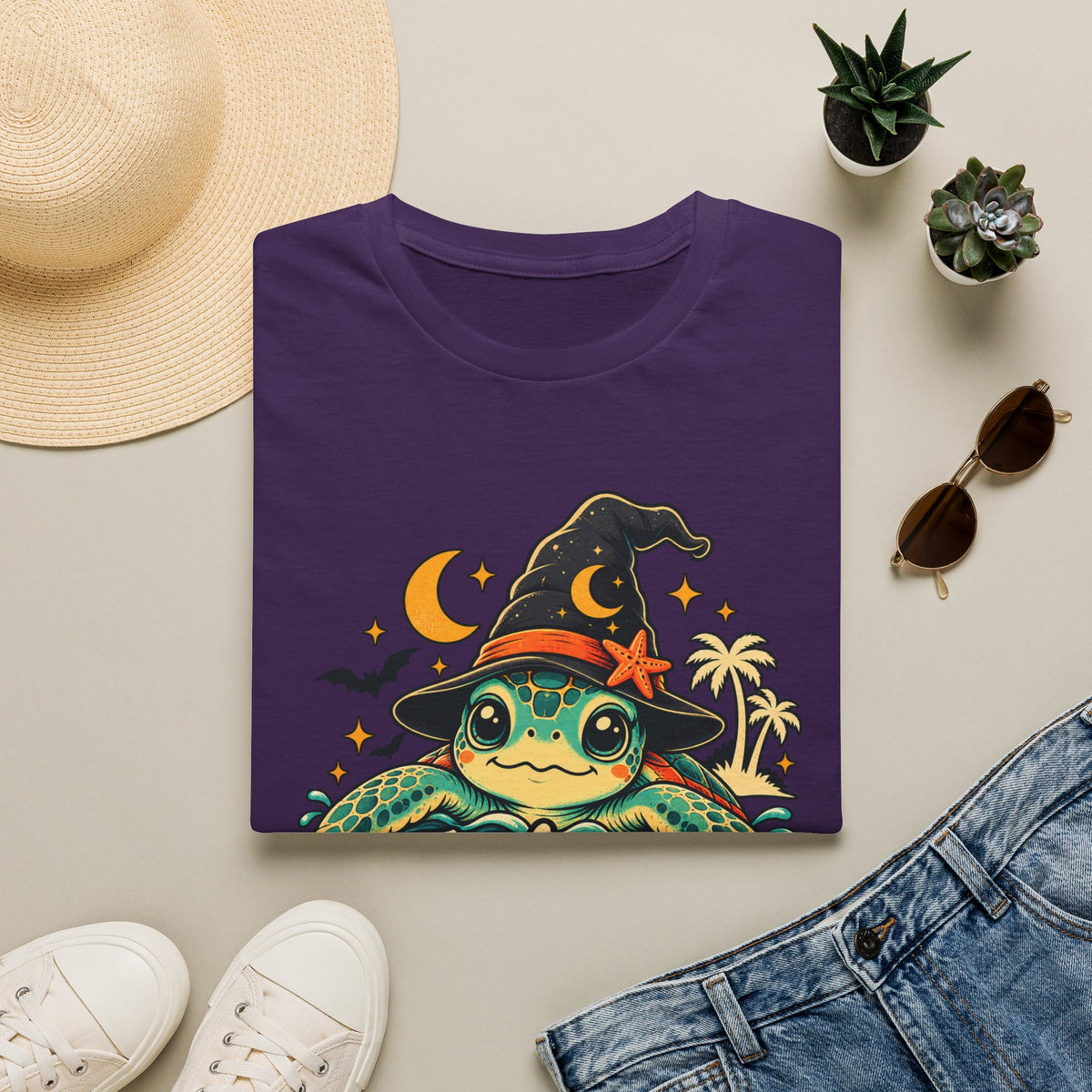 Turtley Wicked Shirt – Sea Turtle Witch Graphic T-Shirt T-Shirt Everythings Beachy
