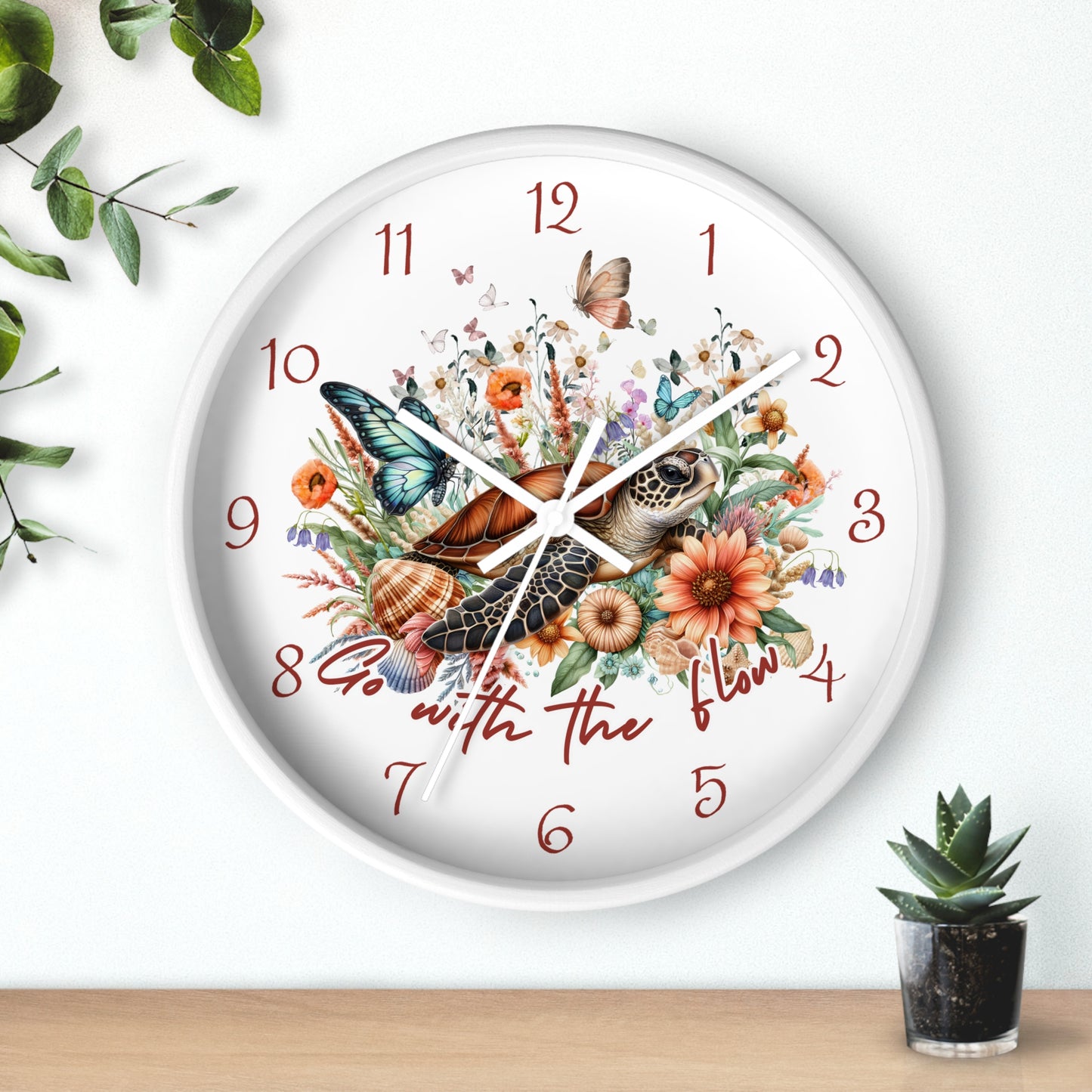 Sea Turtle "Go With The Flow" Clock Home Decor Everythings Beachy