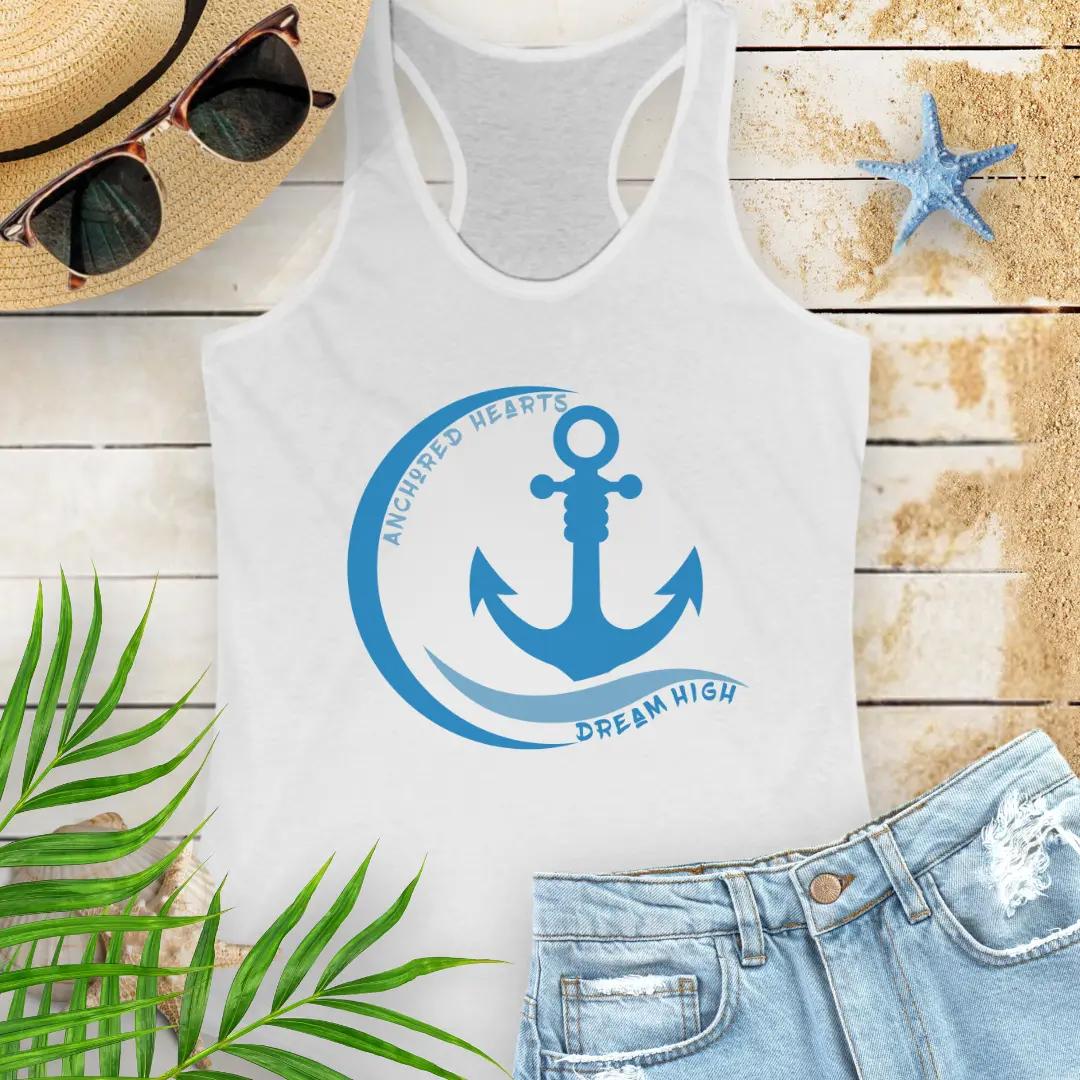 Anchored Hearts Tank Top Tank Top XL-Solid-White Everythings Beachy