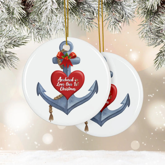 Anchored in Love Ornament  Ornament Circle-10-pcs Everythings Beachy