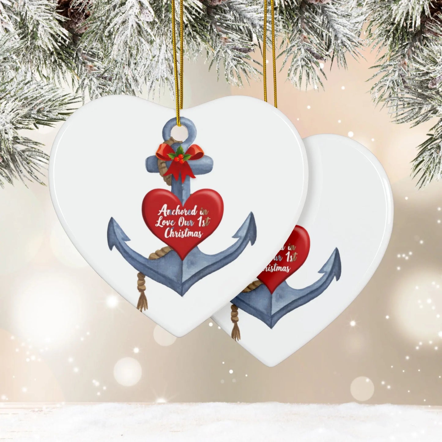 Anchored in Love Ornament Ornament Heart-10-pcs Everythings Beachy