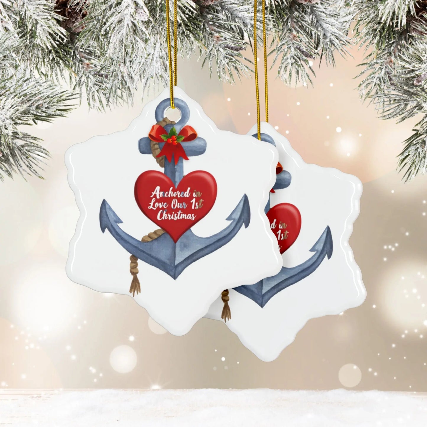 Anchored in Love Ornament Ornament Snowflake-10-pcs Everythings Beachy