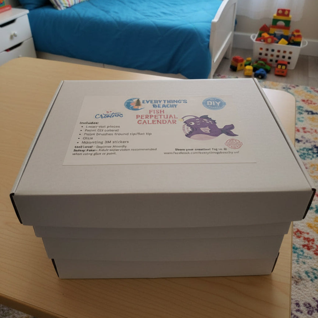 Fish perpetual calendar diy kit for children.