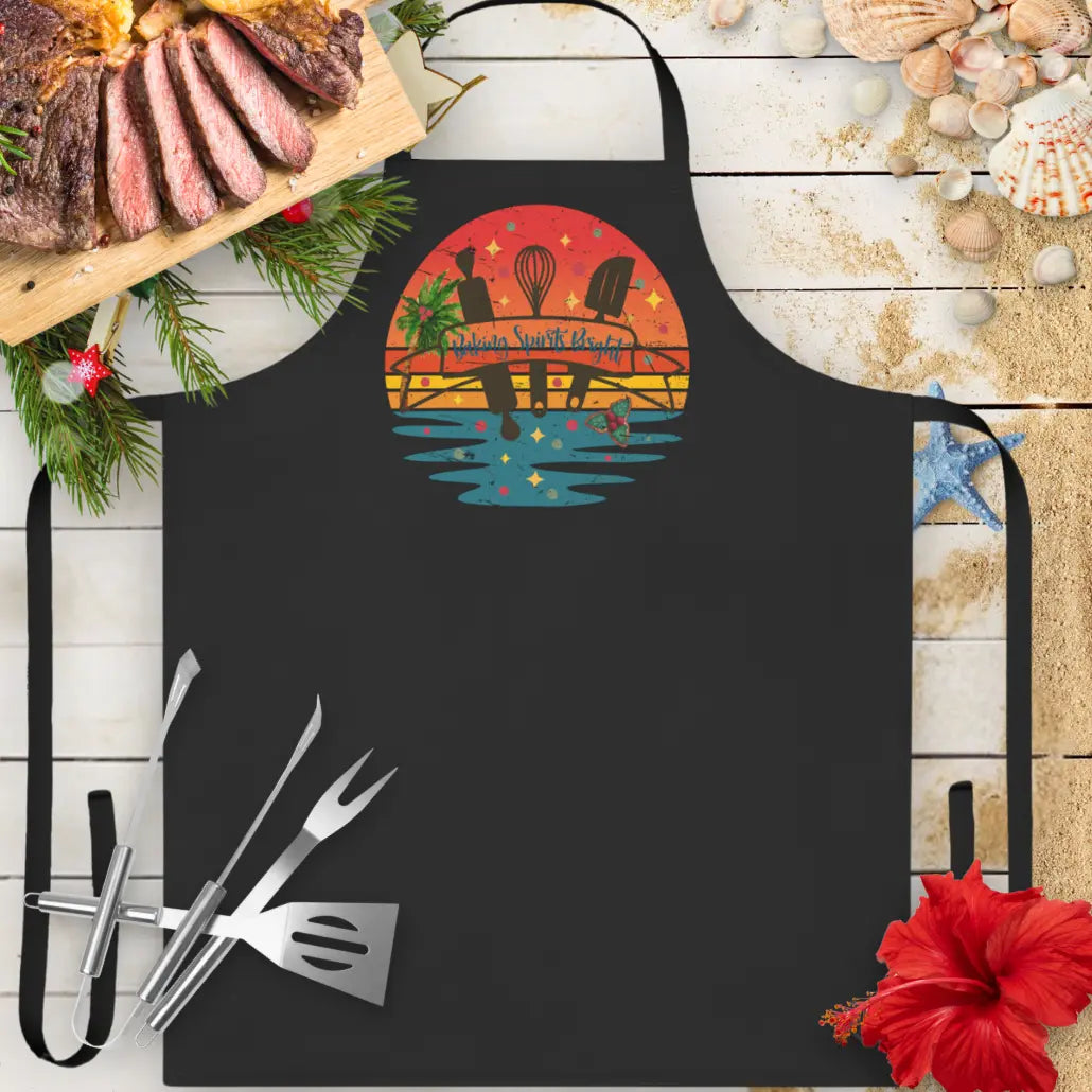 Beach Baking Retro Apron Apron Black-w-Black-Strap Everythings Beachy