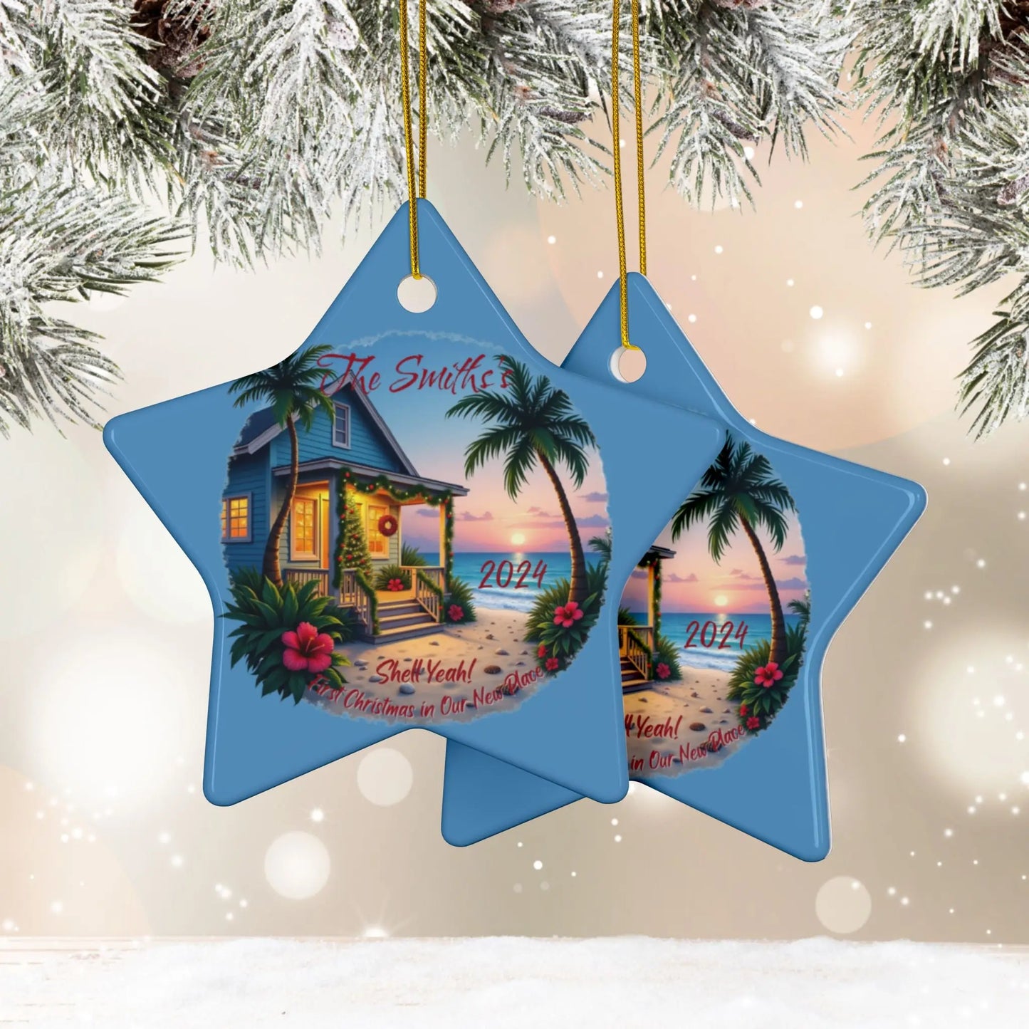 Shell Yeah! 1st Christmas New Home Ornament | Personalized Ornament Star-10-pcs Everythings Beachy