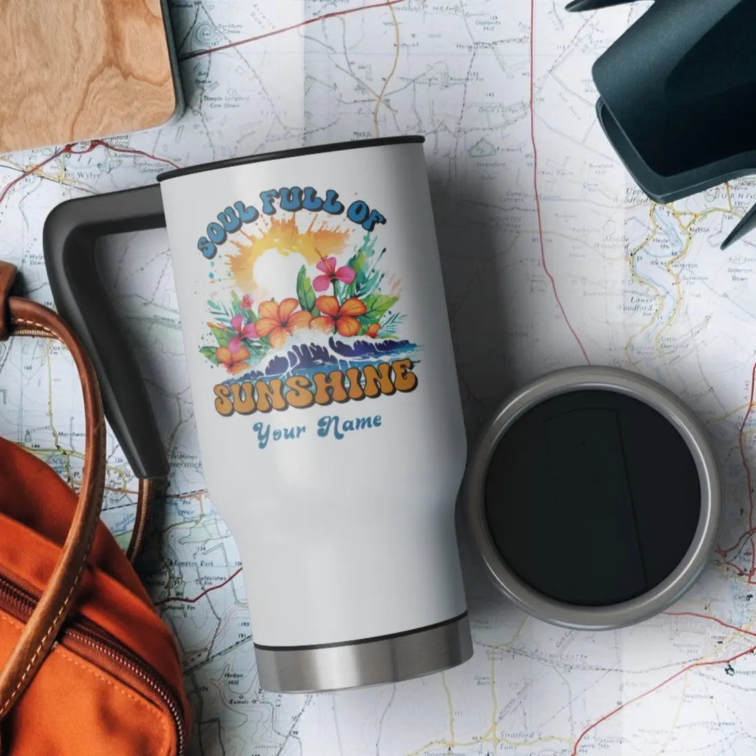 Soul Full of Sunshine Travel Mug | Personalized Tumbler Full Wrap Default-Title Everythings Beachy