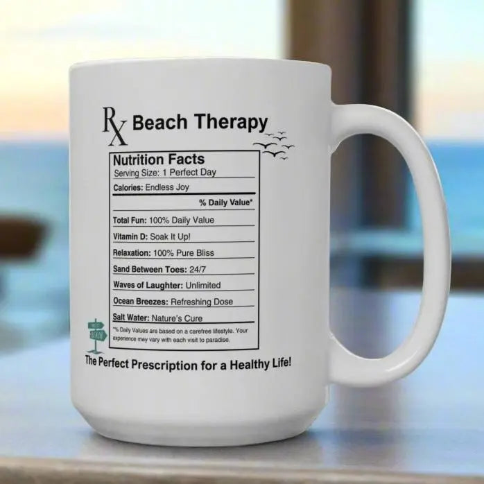 Beach Nutrition Mug | Everything's Beachy Mug 15oz-White Everythings Beachy