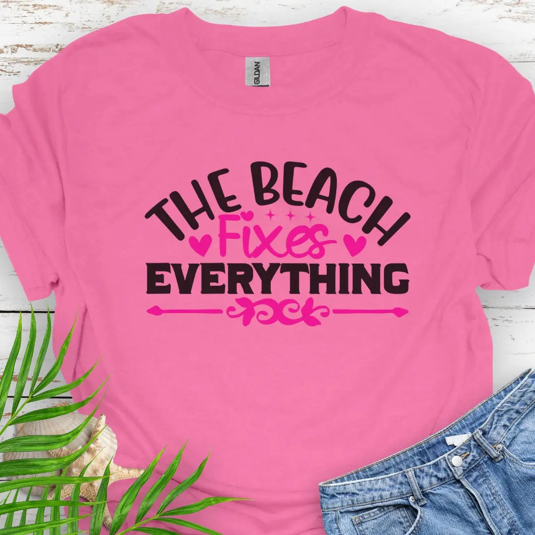 Beach Fixes Everything T-Shirt T-Shirt Azalea-3XL Everythings Beachy
