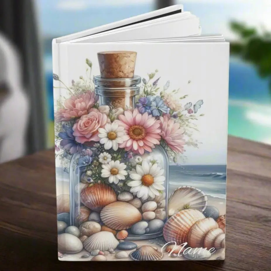 Bottle of Seashells Hardcover Journal | Personalized Journals & Notebooks Personalized Everythings Beachy