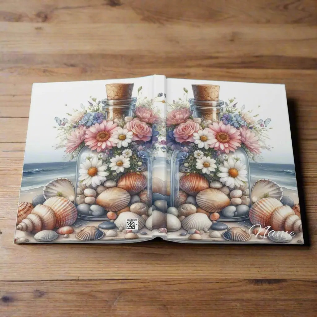 Bottle of Seashells Hardcover Journal | Personalized Journals & Notebooks Personalized Everythings Beachy