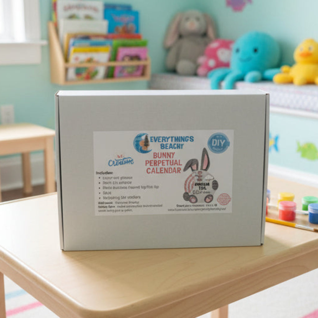 DIY bunny perpetual calendar assemble and paint kit for children.