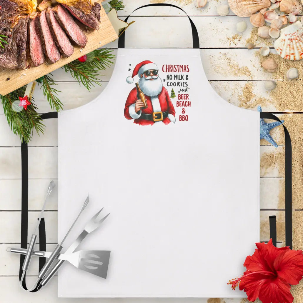 Beer Beach & BBQ Christmas Apron Apron Black-White Everythings Beachy