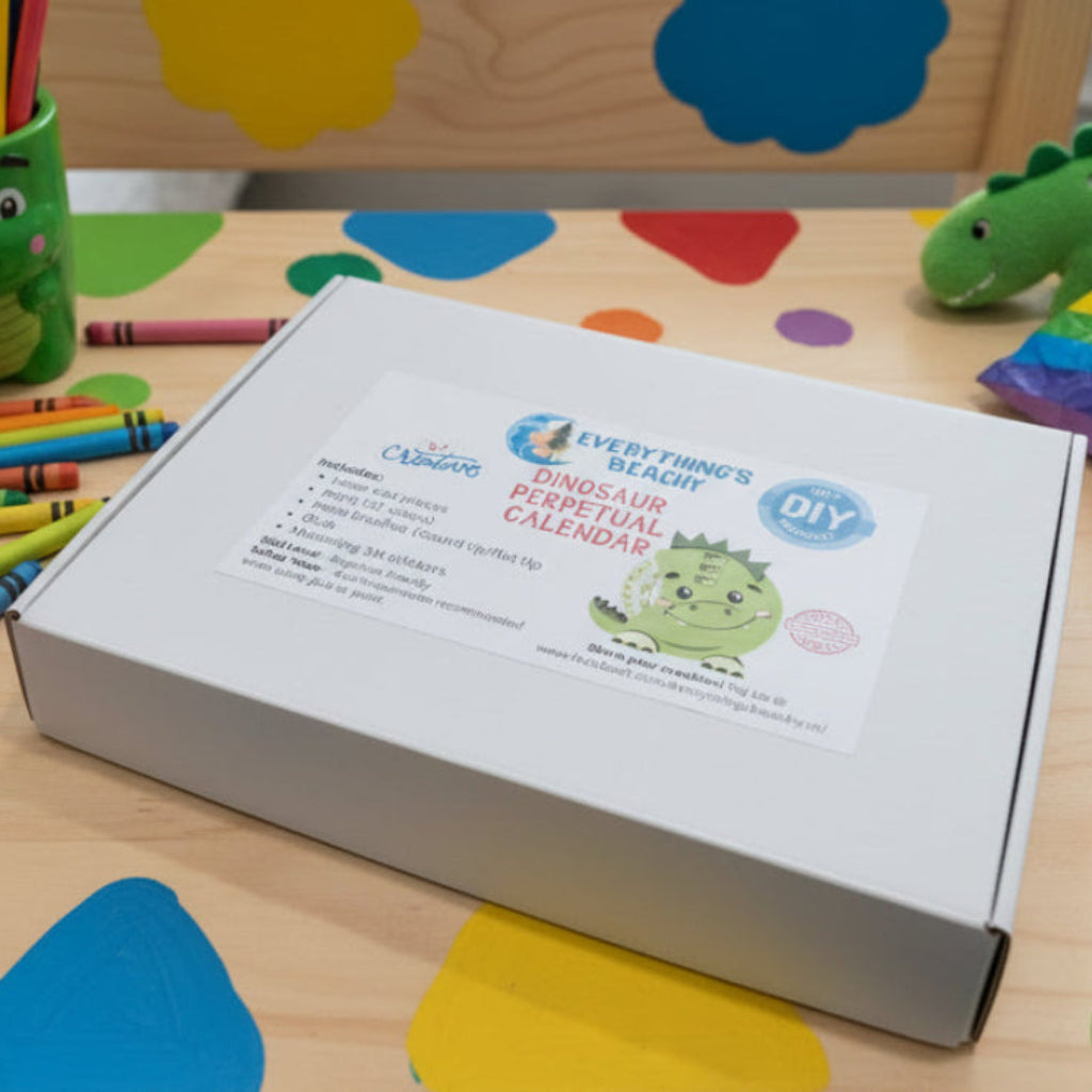 DIY dinosaur perpetual calendar assemble and paint kit for children.