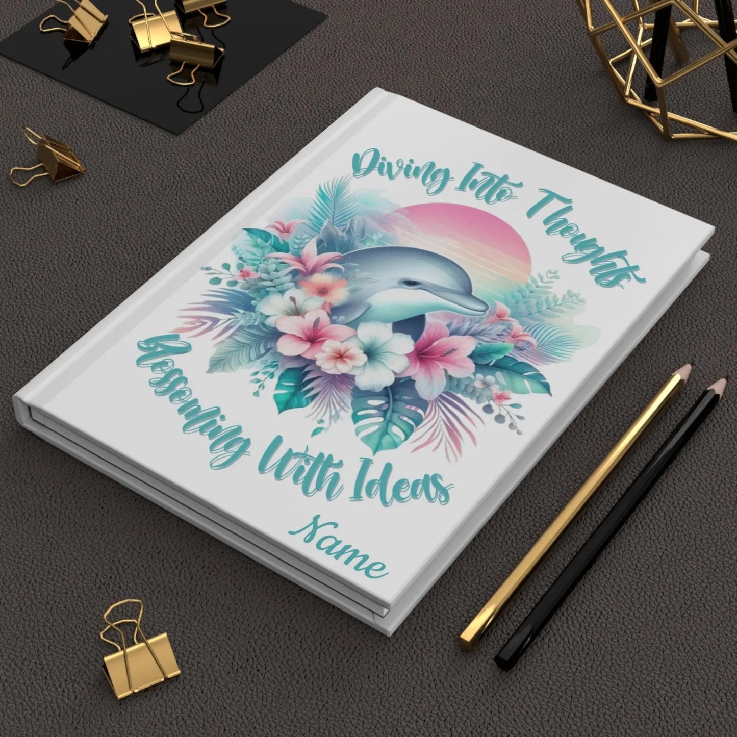 Dive Into Thoughts Hardcover Journal | Personalized Journals & Notebooks Personalized Everythings Beachy