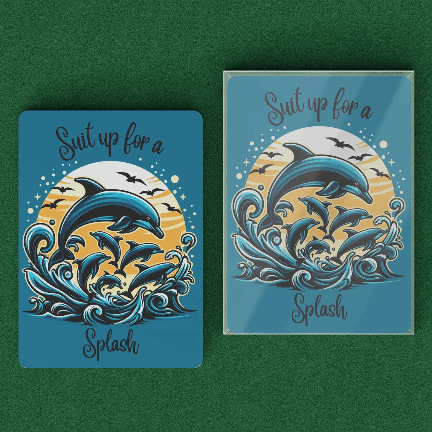 Dolphin_Splash_Playing_Cards_Deck_ in clear plastic Box