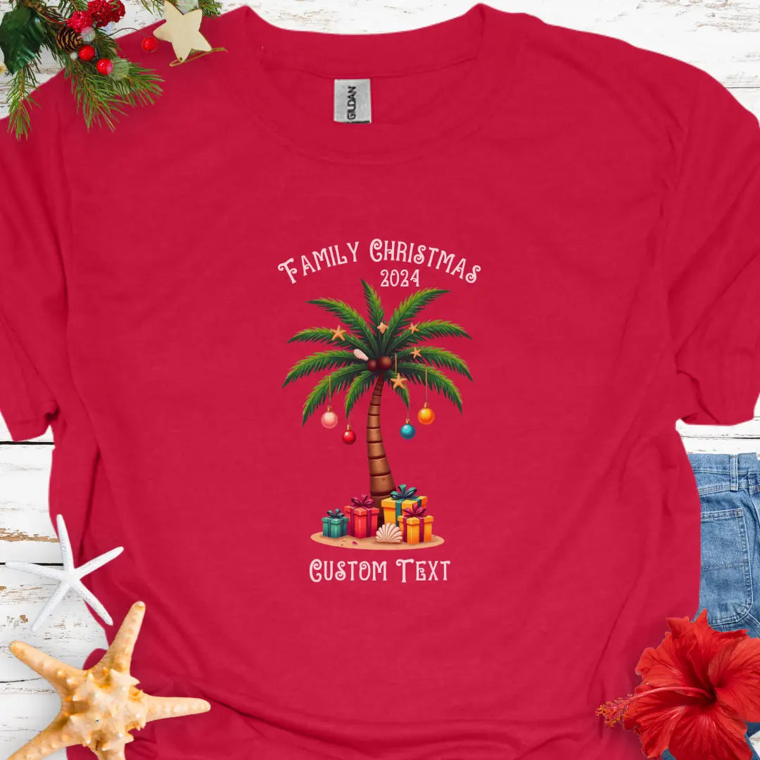Family Christmas T-Shirt | Personalized T-Shirt Cherry-Red-3XL Everythings Beachy
