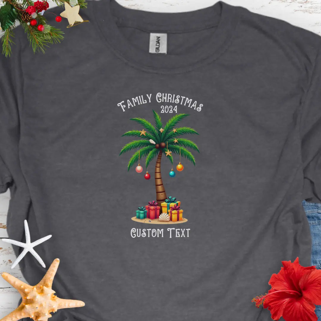 Family Christmas T-Shirt | Personalized T-Shirt Dark-Heather-5XL Everythings Beachy