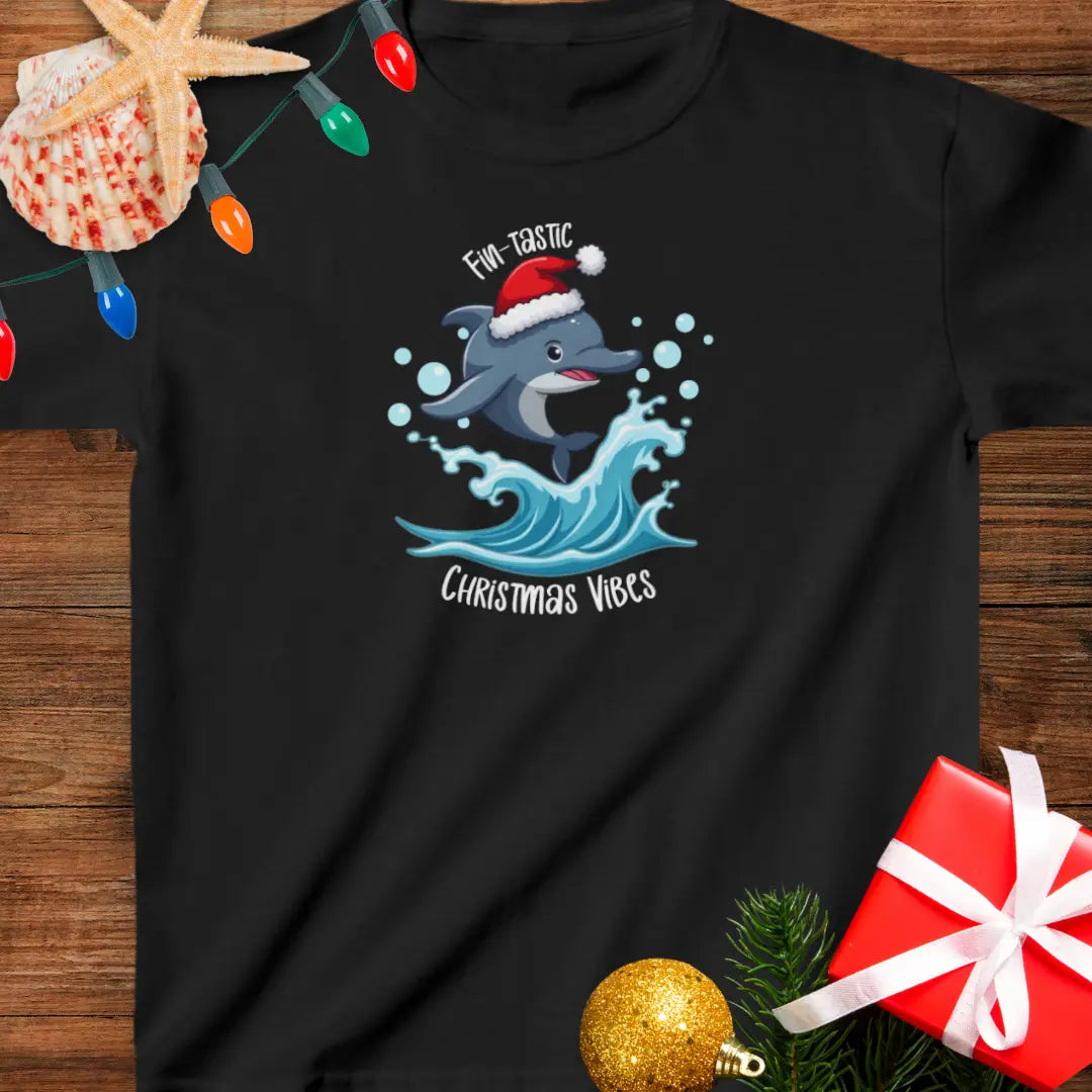 Fin-tastic Christmas Child's T-shirt Kids clothes XL-Black Everythings Beachy