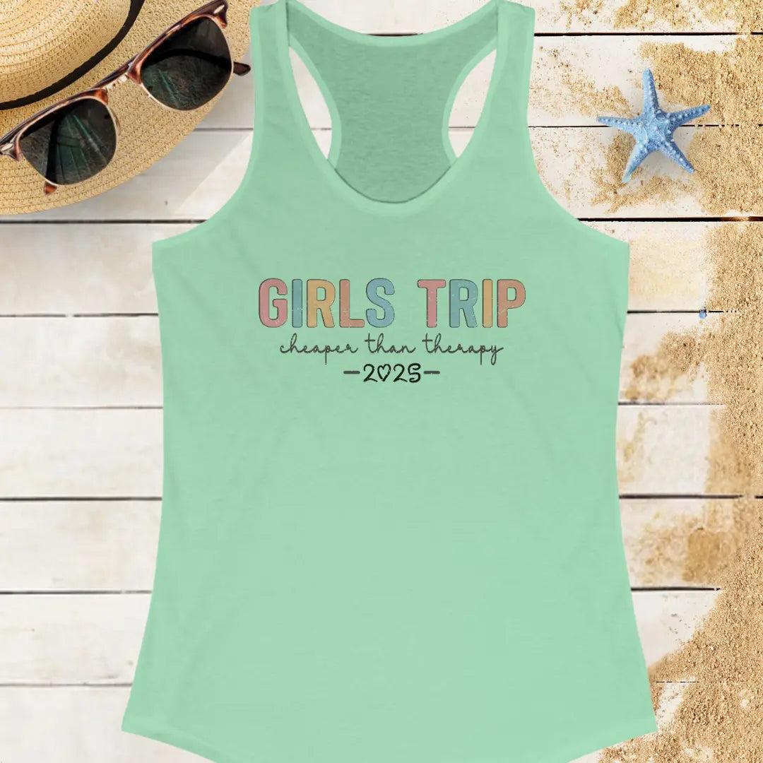 Girl's Therapy Trip 2025 Tank Top Tank Top 2XL-Solid-Mint Everythings Beachy
