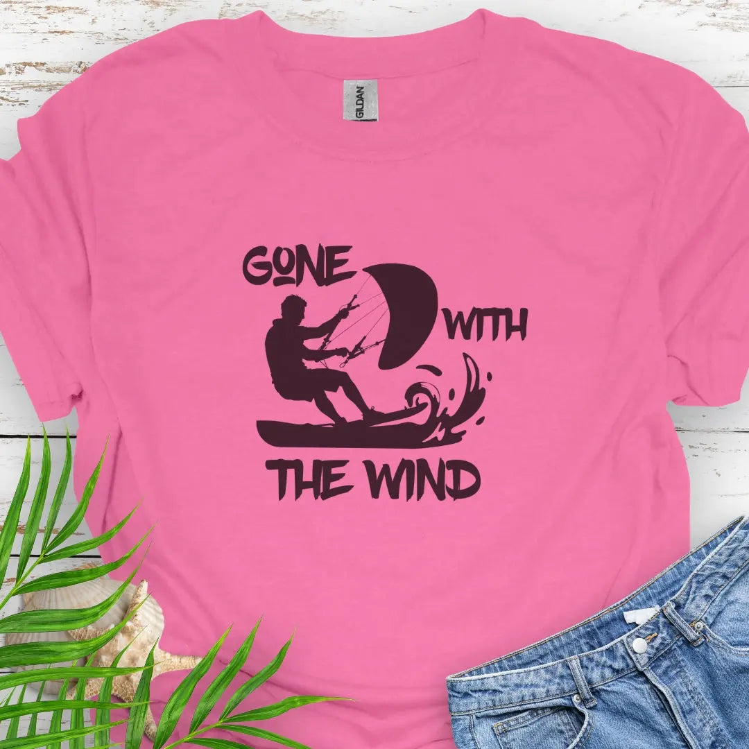 Azalea Pink T-shirt with a windsurfer and the text Gone With the Wind.