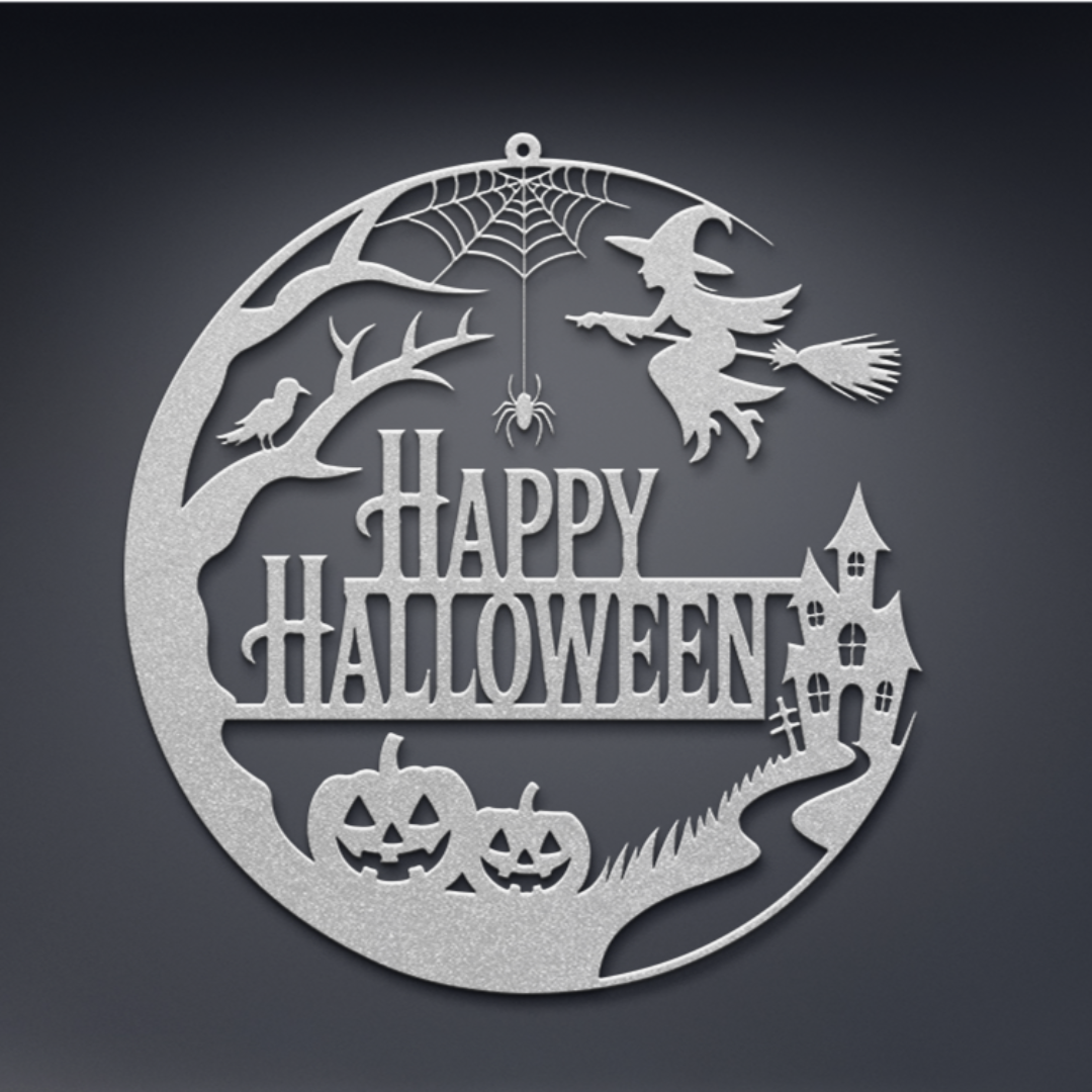 Happy Halloween Silver metal sign