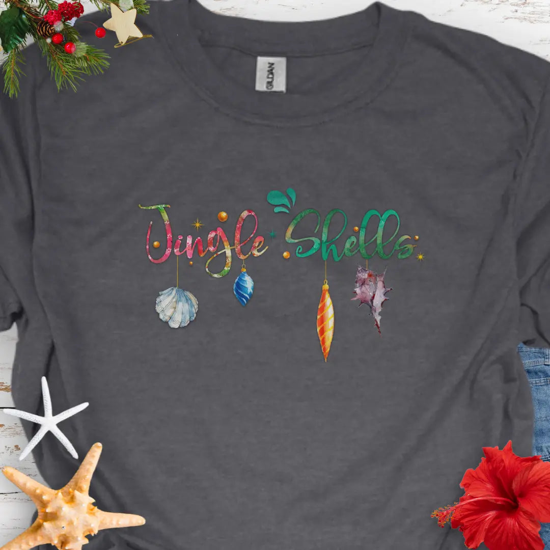 Jingle Shells T-Shirt T-Shirt Dark-Heather-5XL Everythings Beachy