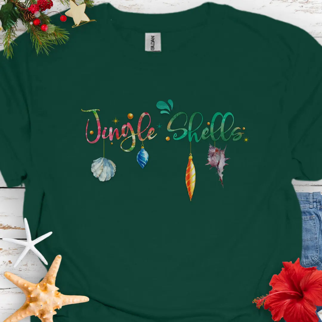 Jingle Shells T-Shirt T-Shirt Forest-Green-3XL Everythings Beachy
