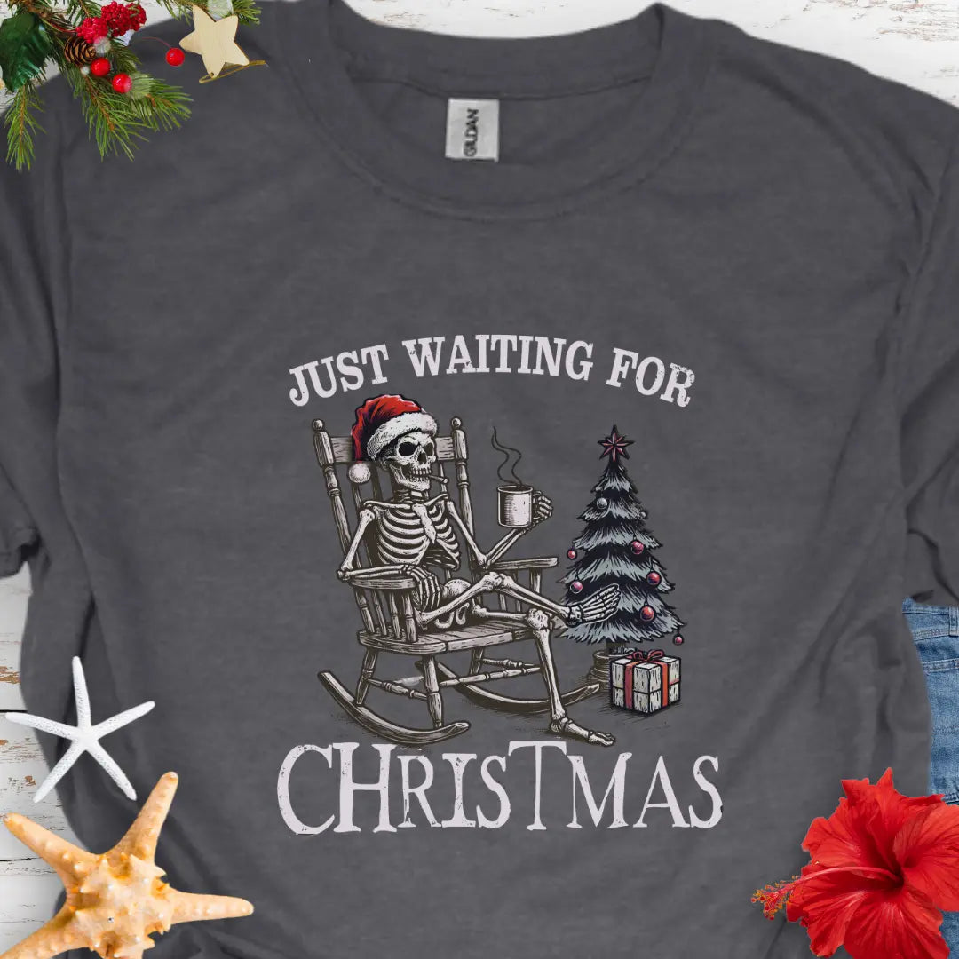 Christmas Skeleton T-shirt T-Shirt Dark-Heather-5XL Everythings Beachy