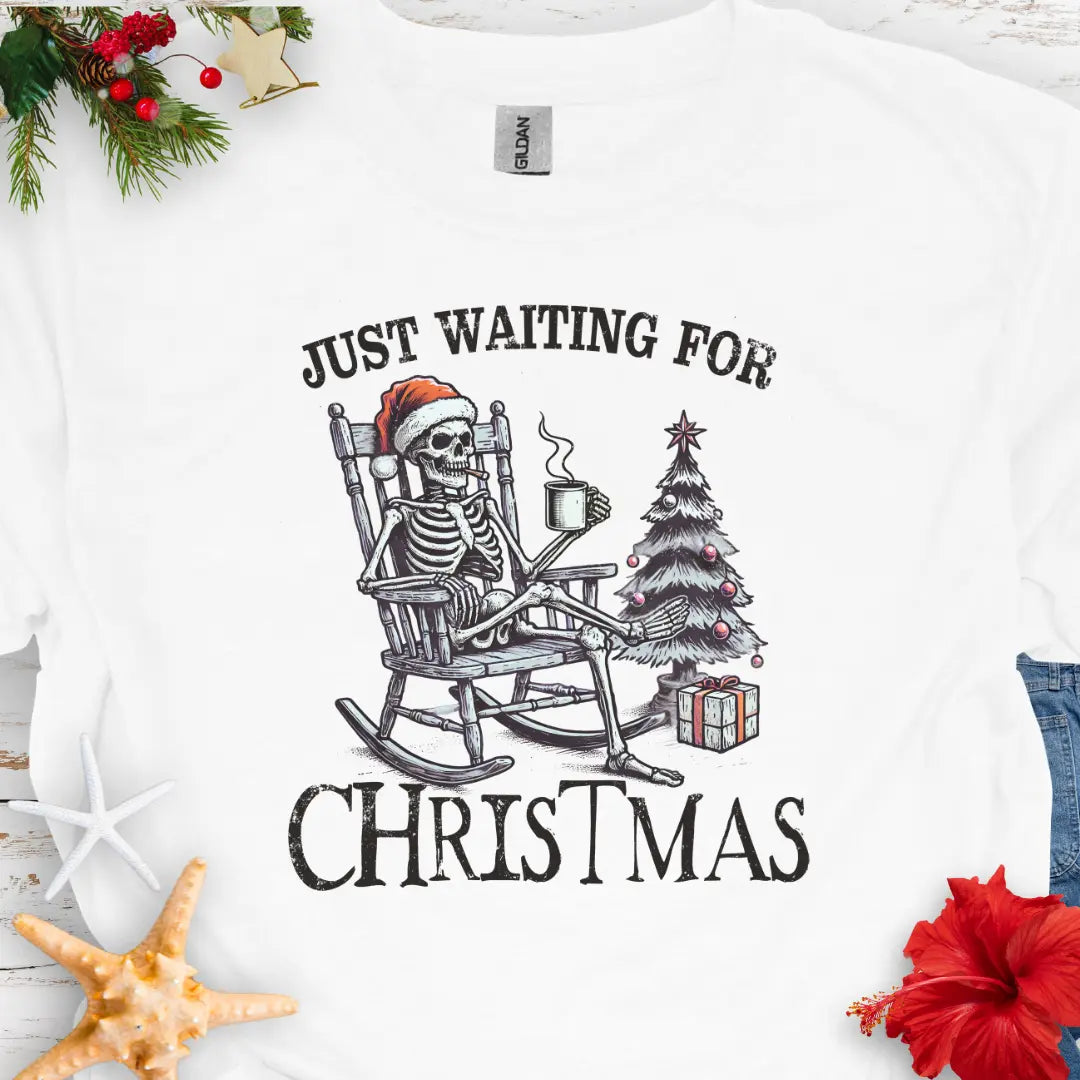 Christmas Skeleton T-shirt T-Shirt White-5XL Everythings Beachy