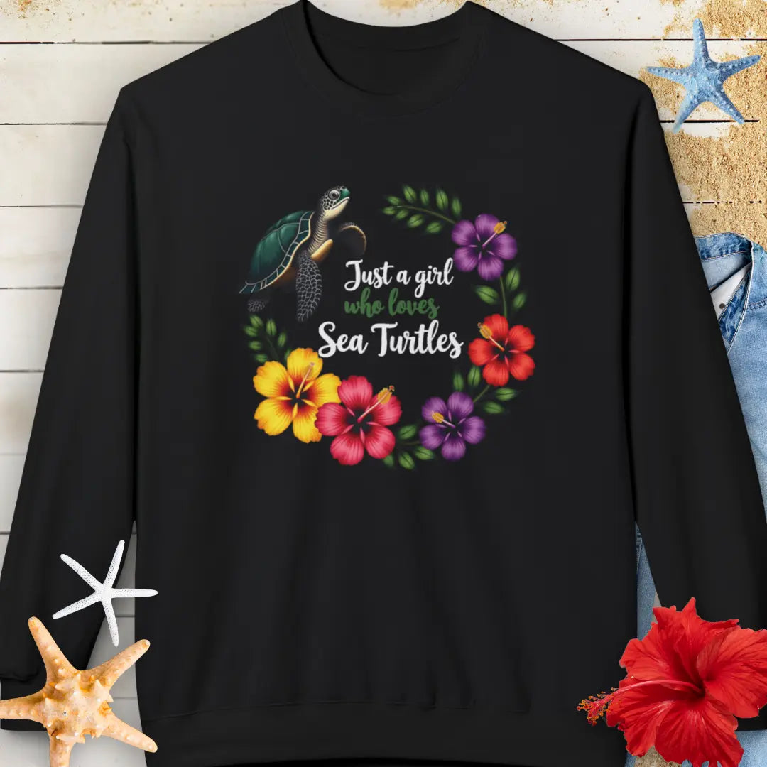 Sea Turtle Girl Sweatshirt Sweatshirt Everythings Beachy