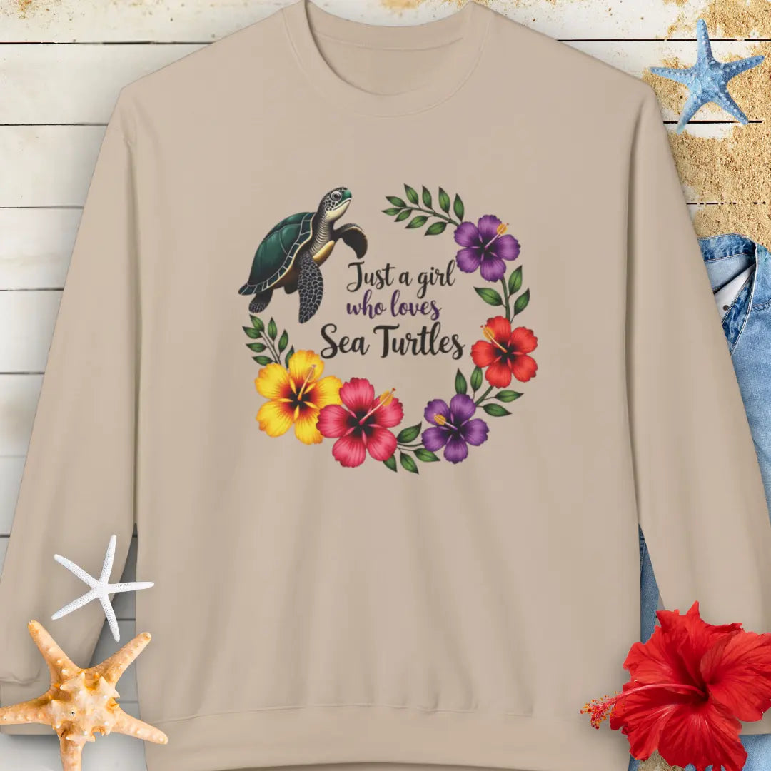 Sea Turtle Girl Sweatshirt Sweatshirt Everythings Beachy