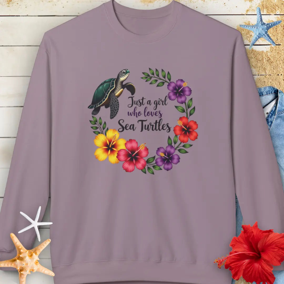 Sea Turtle Girl Sweatshirt Sweatshirt Everythings Beachy