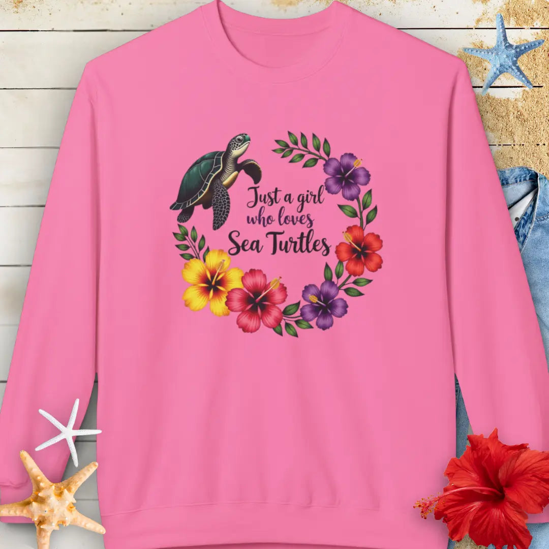 Sea Turtle Girl Sweatshirt Sweatshirt Everythings Beachy
