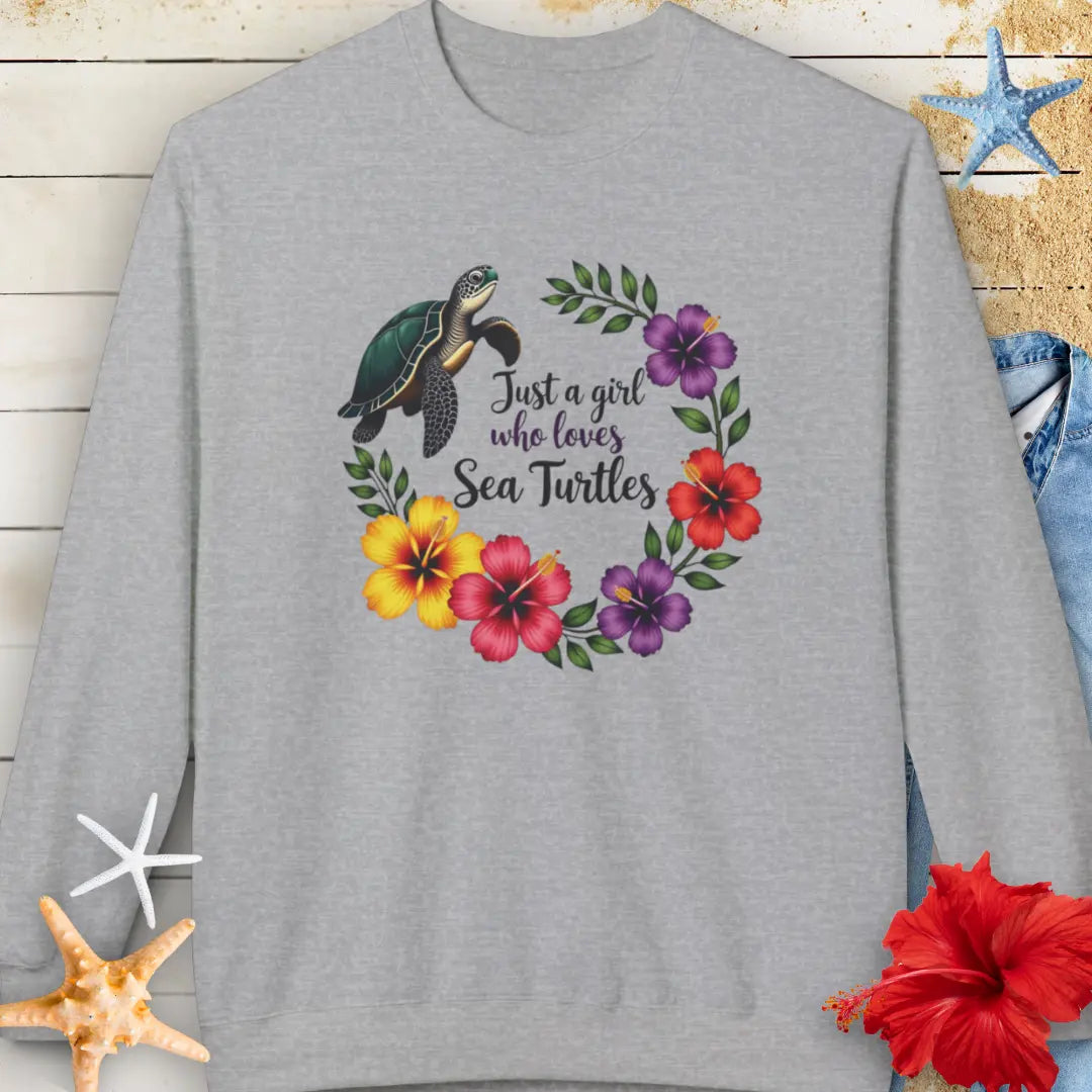 Sea Turtle Girl Sweatshirt Sweatshirt Everythings Beachy