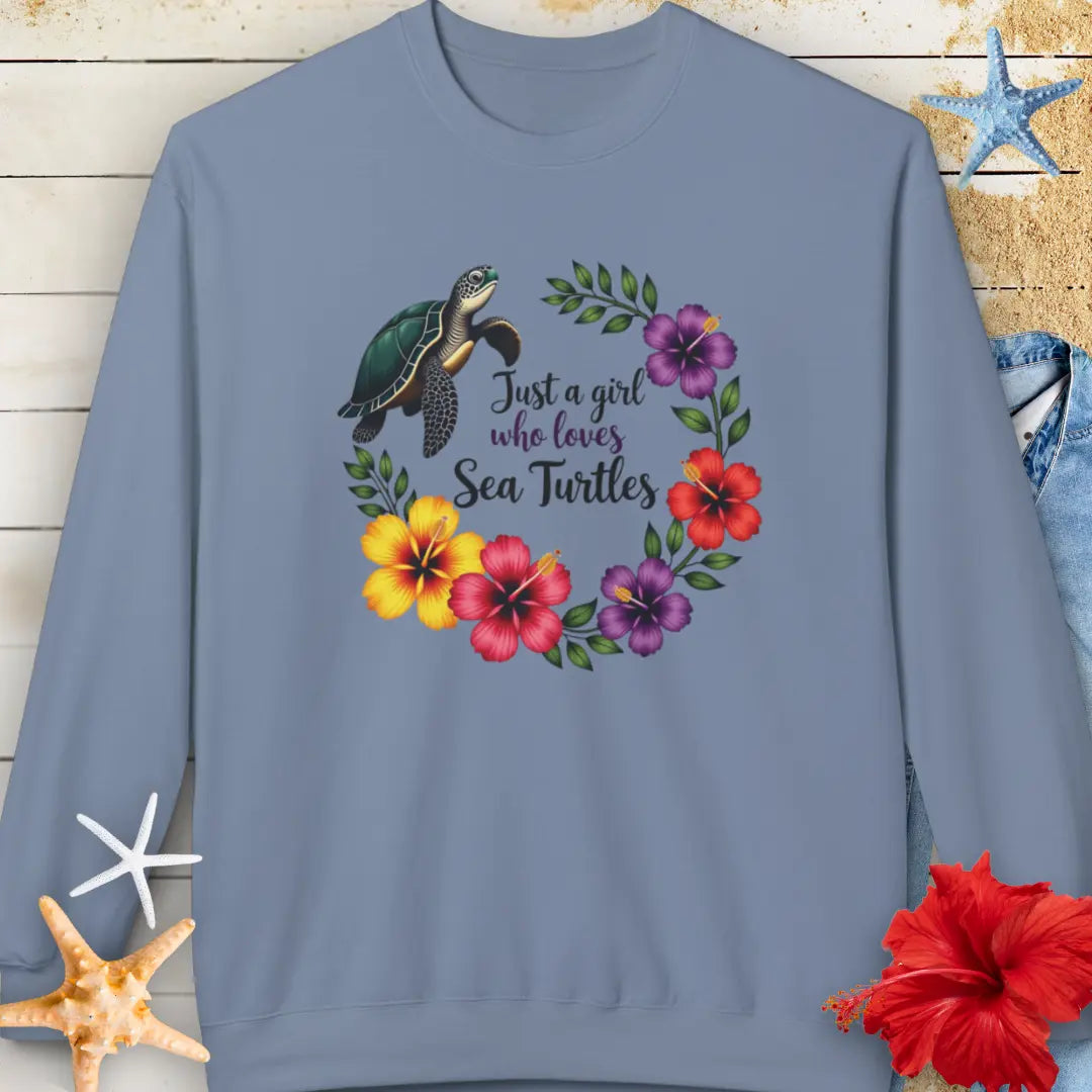 Sea Turtle Girl Sweatshirt Sweatshirt Everythings Beachy