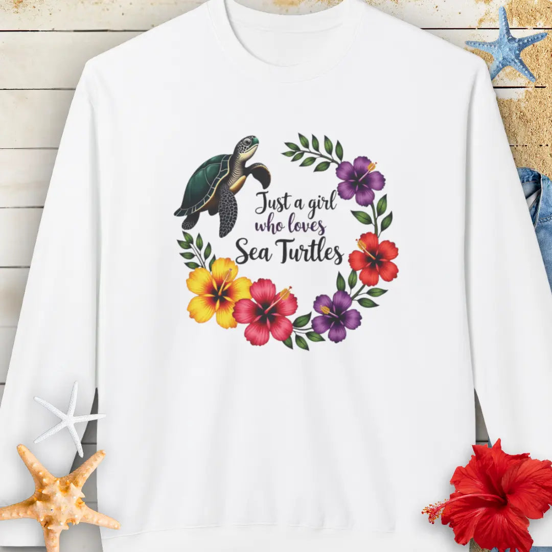 Sea Turtle Girl Sweatshirt Sweatshirt Everythings Beachy