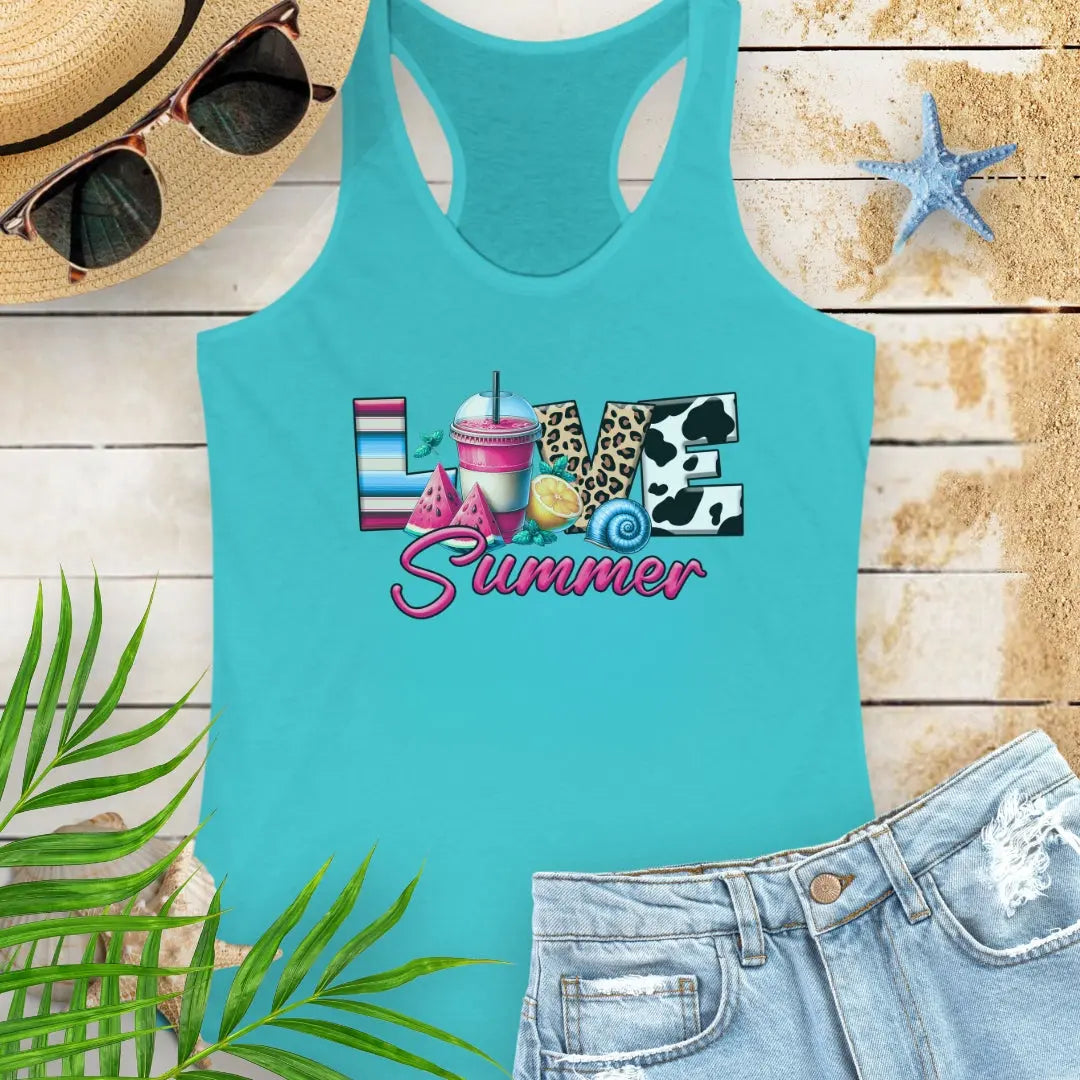 Love Summer Tank Top Tank Top 2XL-Solid-Tahiti-Blue Everythings Beachy