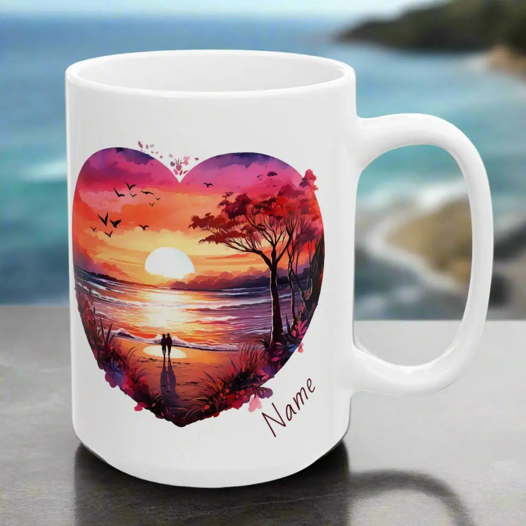 White 15 oz ceramic mug with happy crab with text You're Clawsome personalized with recipient name.