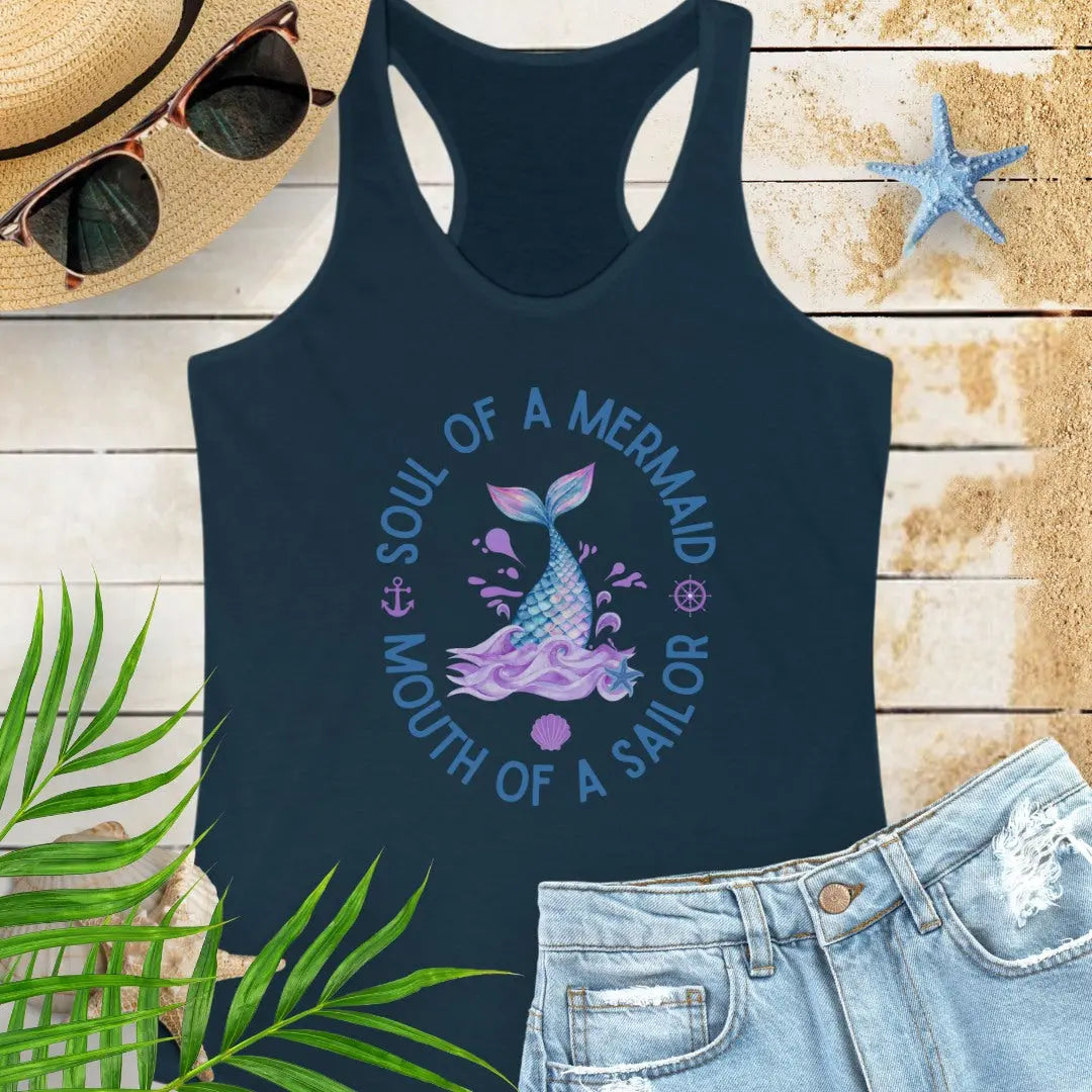 Mermaid Soul Sailor Mouth Tank Top Tank Top 2XL-Solid-Midnight-Navy Everythings Beachy
