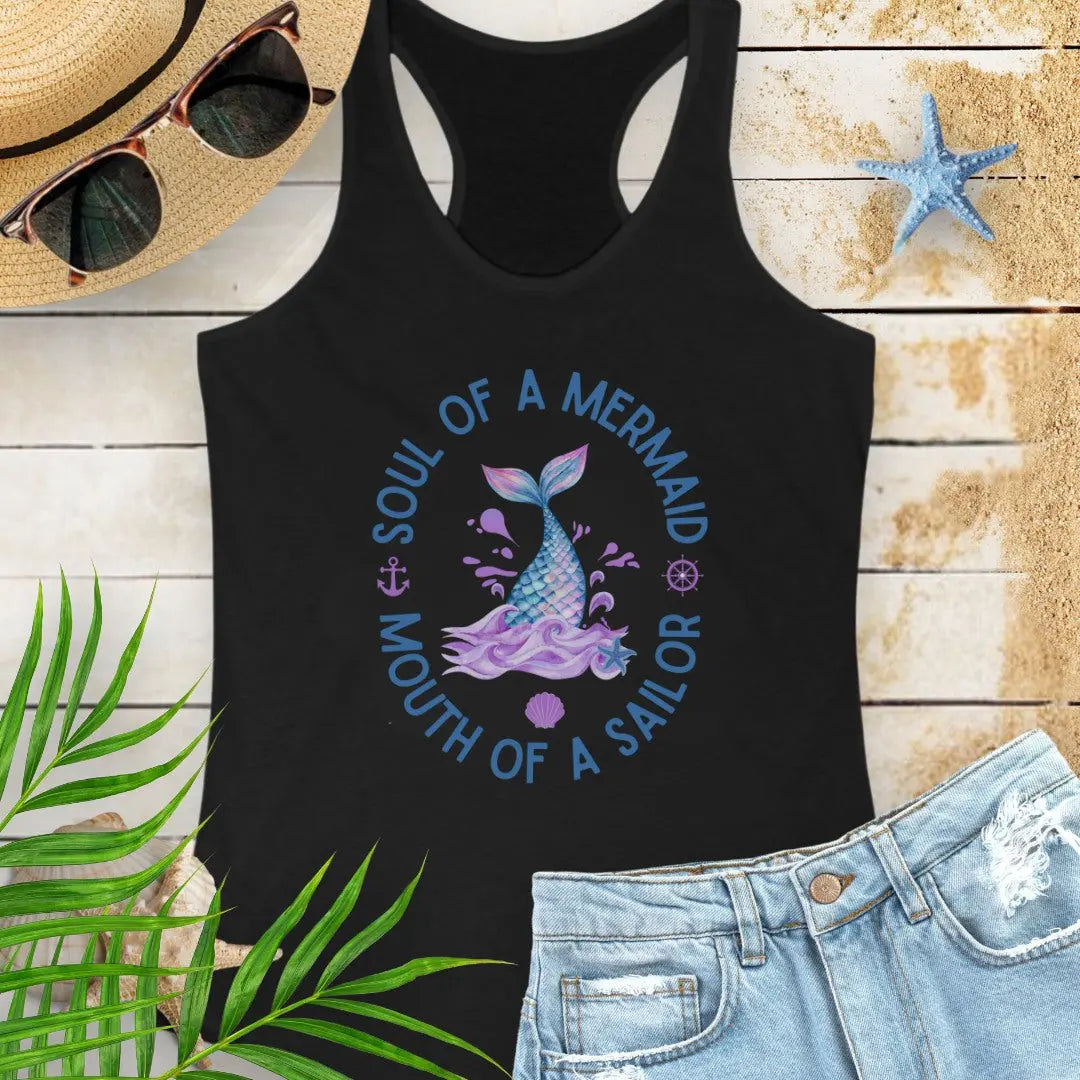 Mermaid Soul Sailor Mouth Tank Top Tank Top 2XL-Solid-Black Everythings Beachy